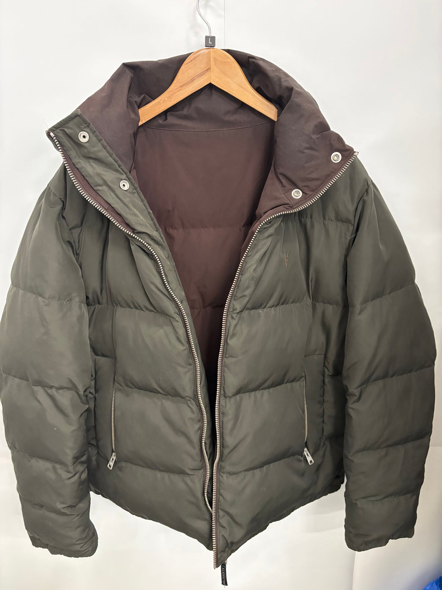 AllSaints Mens Novern Reversible Ramskull Puffer Jacket Size L