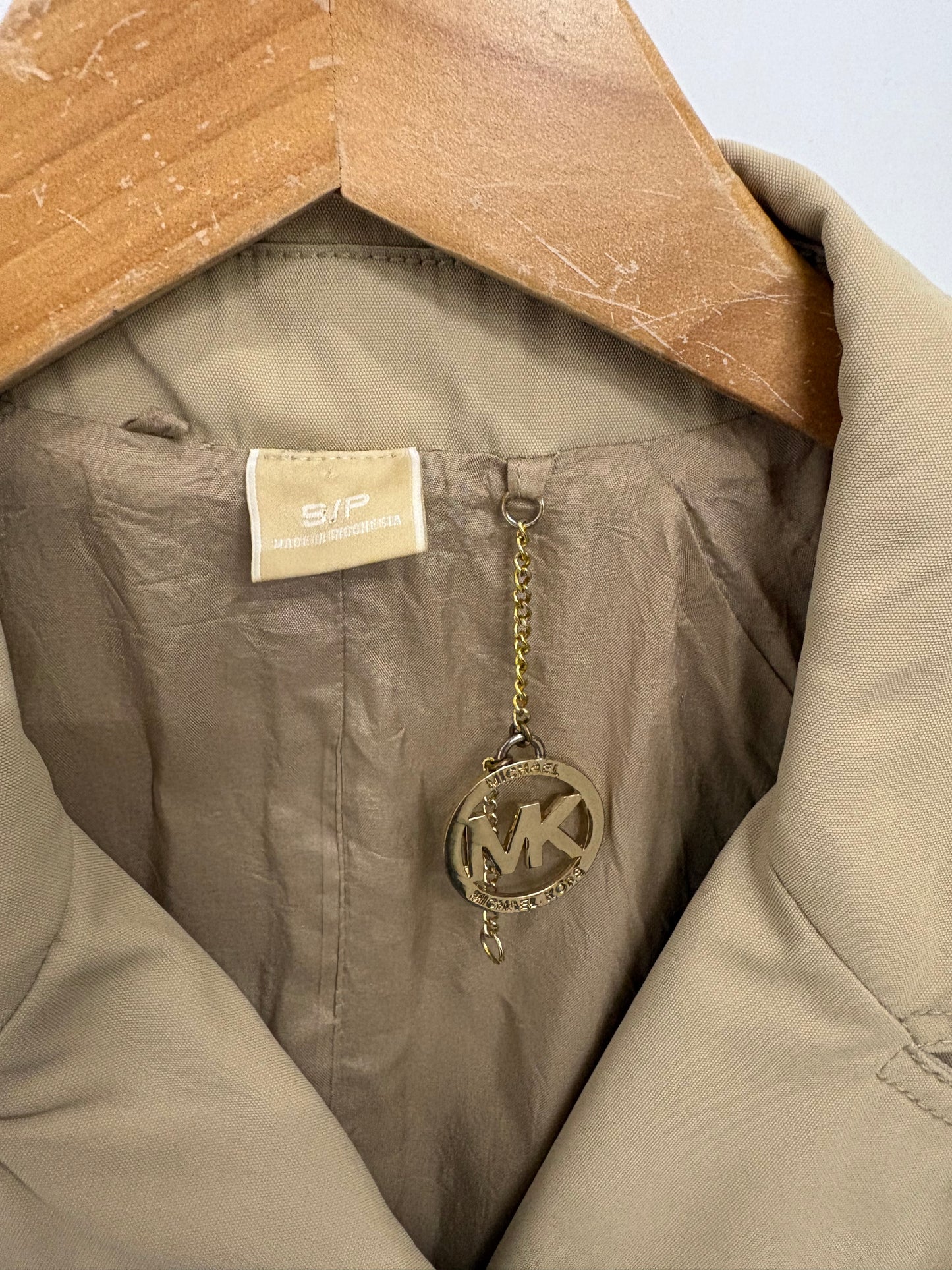 Michael Kors Women’s Beige Double Breasted Short Trench Jacket Size S