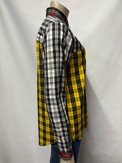 Fred Perry Yellow and Black Tartan Cotton Fitted Shirt 10