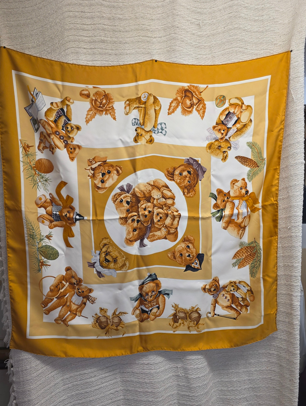 Hermès Vintage Teddy Bear Scarf 100% Silk