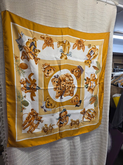 Hermès Vintage Teddy Bear Scarf 100% Silk