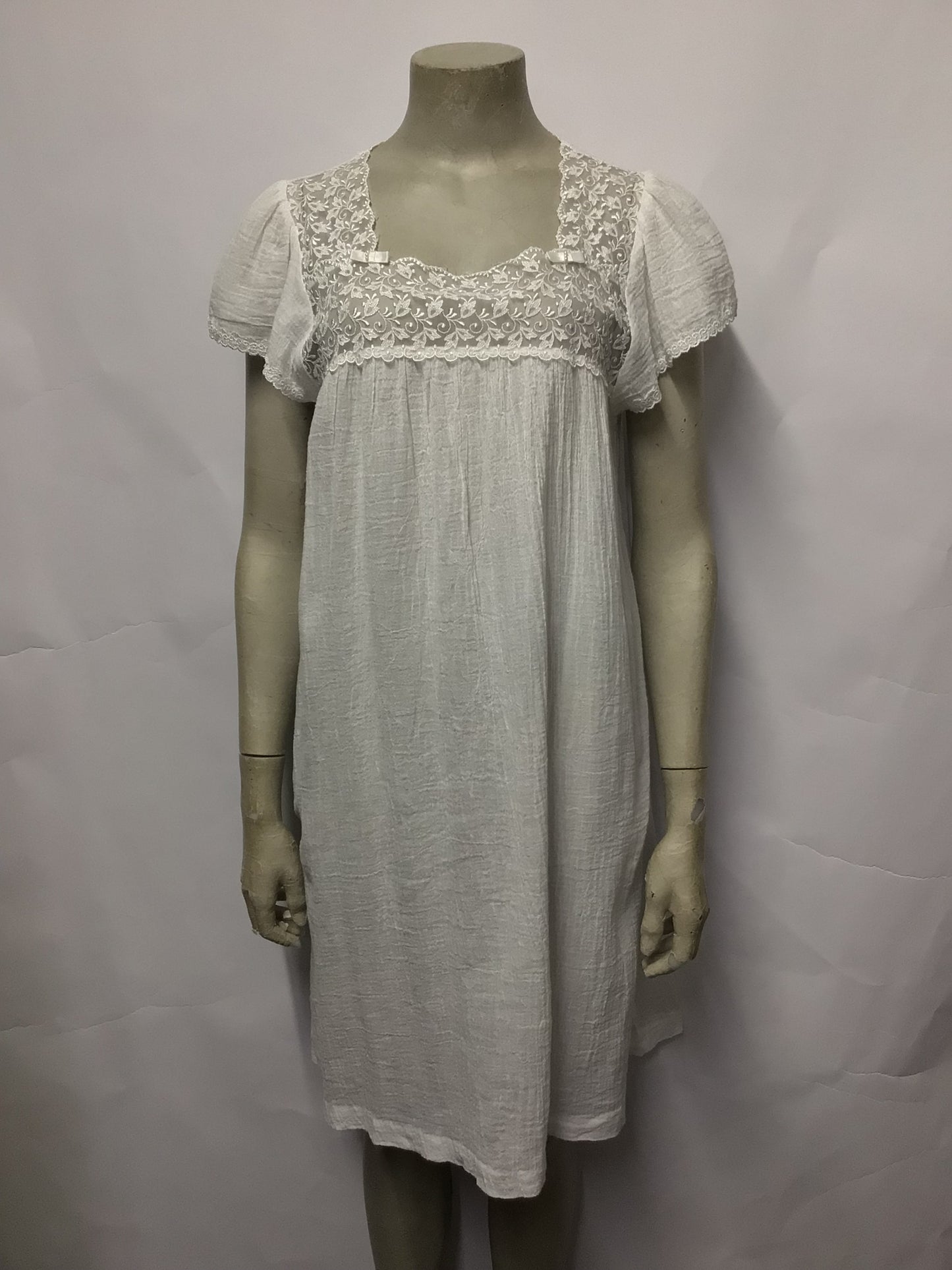 Christian Dior White Cotton Night Dress Saks Fifth Avenue Small