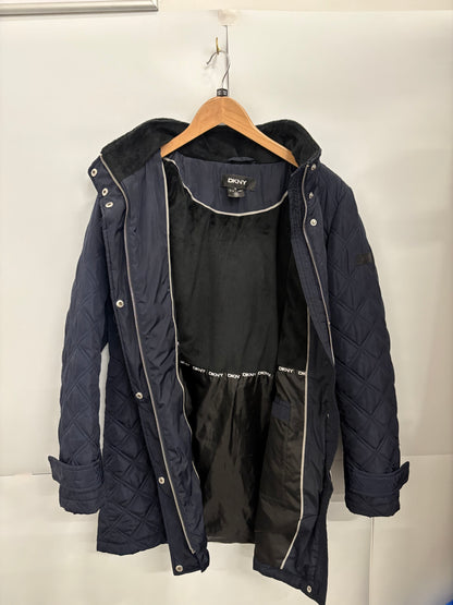 DKNY Women's Navy Blue Quilted Jacket Size 12 (US M)
