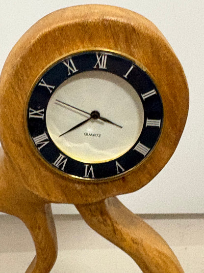 Sculptural Wooden Clock by P. Barlow (Untested)