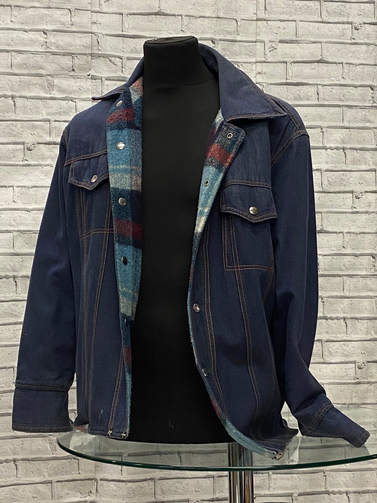 Vintage Miller Men’s Denim And Plaid Reversible Jacket/Shirt