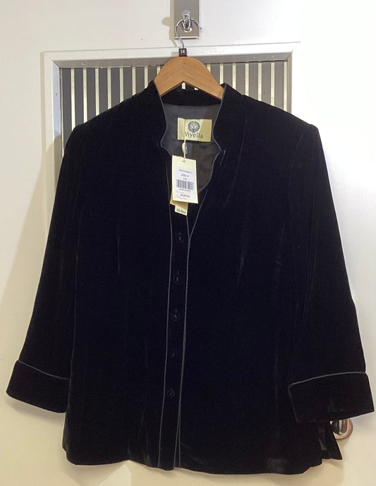 Viyella, Black, Velvet Look, Blazer, Silk Blend, NWT, New With Tags, Size 14