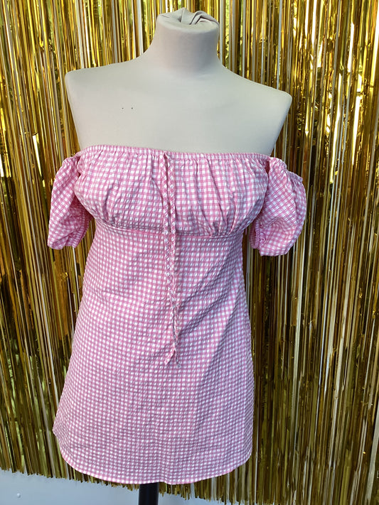 BNWT Zara Pink and White Gingham Dress Size Small