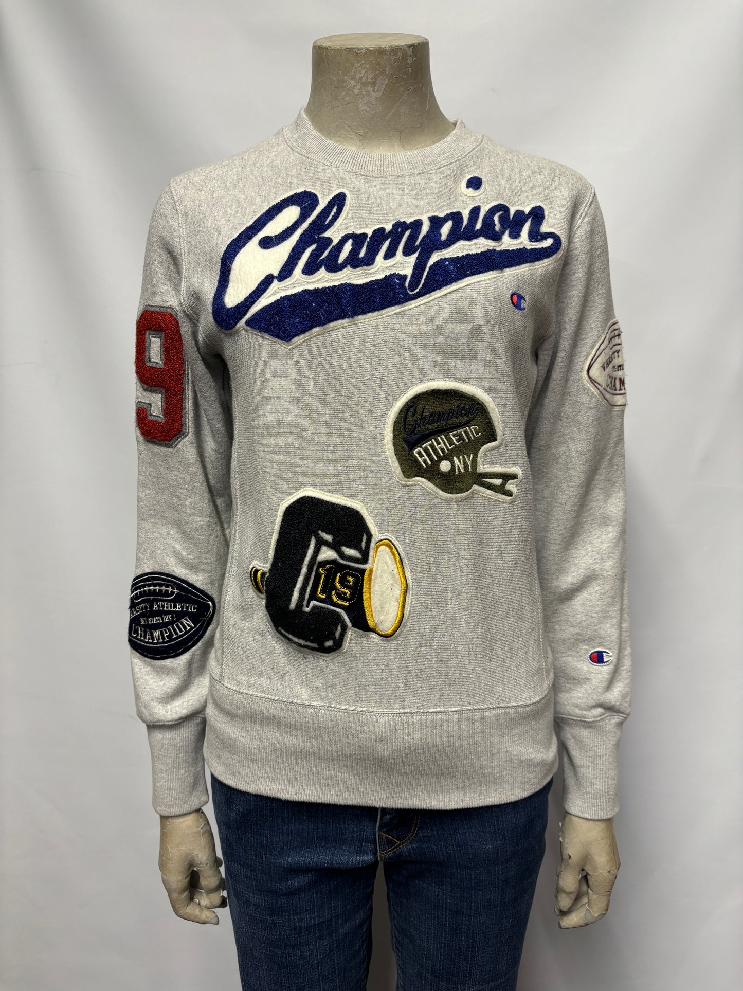 Champion Grey New York Crew Neck Sweater XS