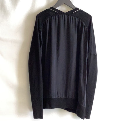 All Saints Black and Navy Wool V-Neck Sweatshirt Size M