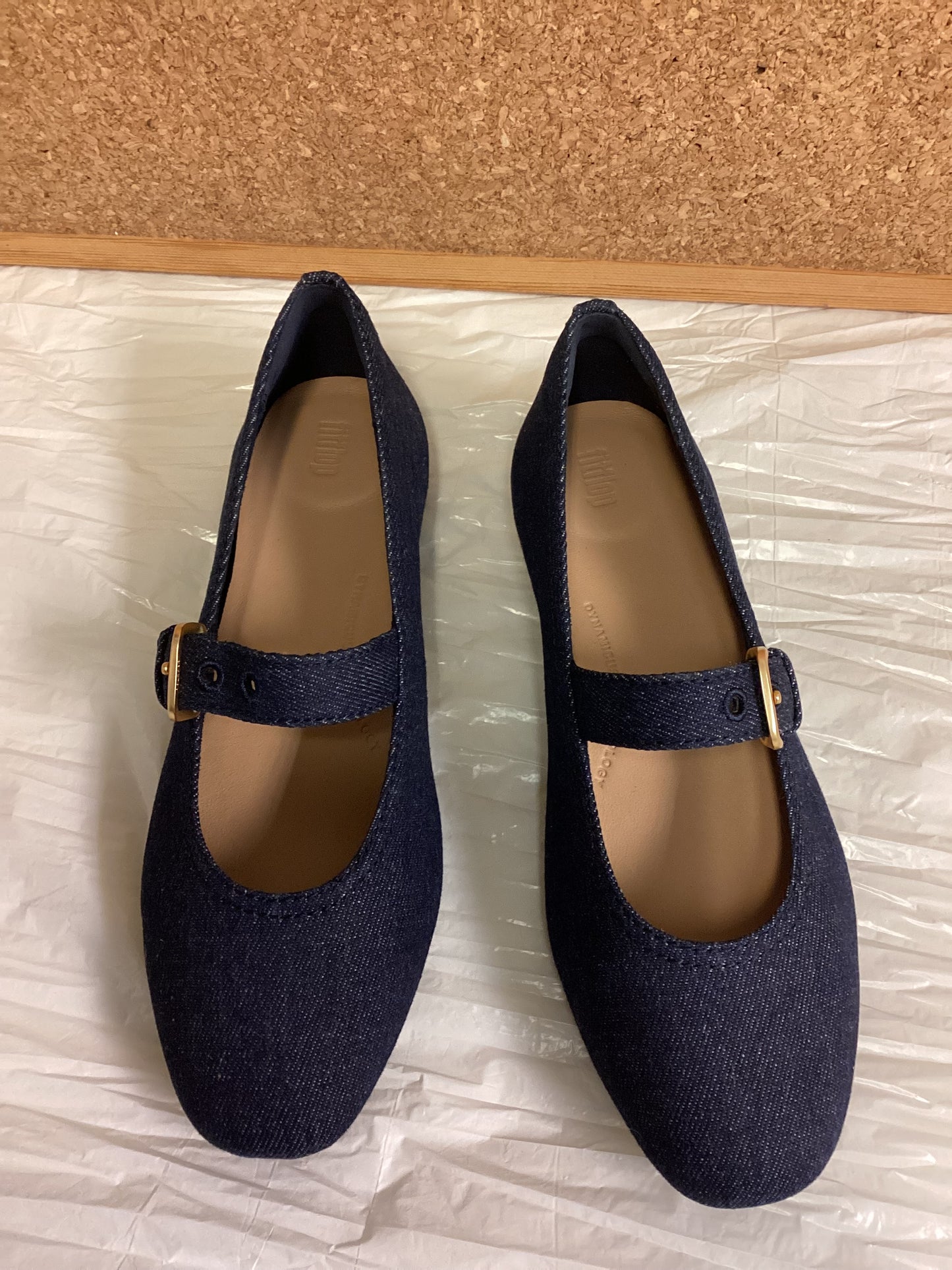 FitFlop Blue Delicoto Denim Mary Jones Shoes, Size 4, New