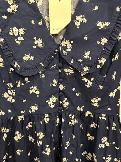 Nobody’s Child Navy and White Floral Midi-Dress Size 12 - BNWT