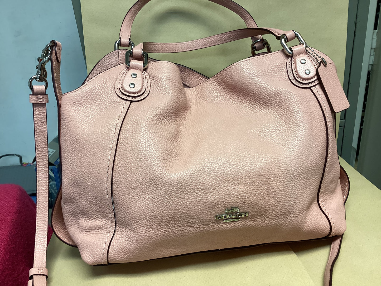 Coach 57124 Edie 28 Dusty Rose Leather Women's Shoulder Crossbody Bag