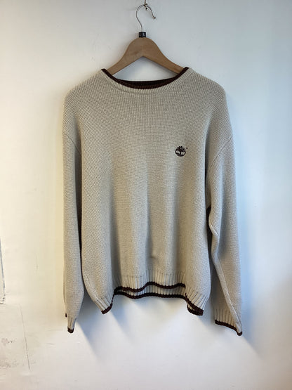 Timberland, Beige Knitted Jumper, Long Sleeve, Size L, Autumn Vibes