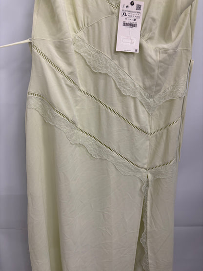 Zara Lace-Trimmed Lime/Light Yellow Womens Midi Dress Size 16 - BNWT