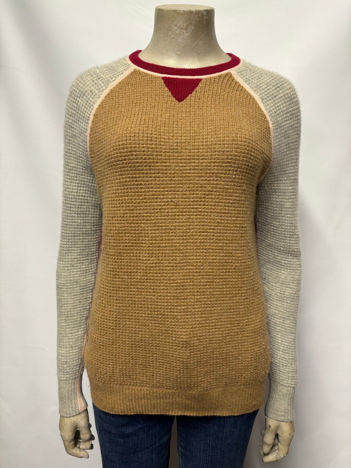 J Crew Brown, Grey, Pink Cashmere Jumper XS