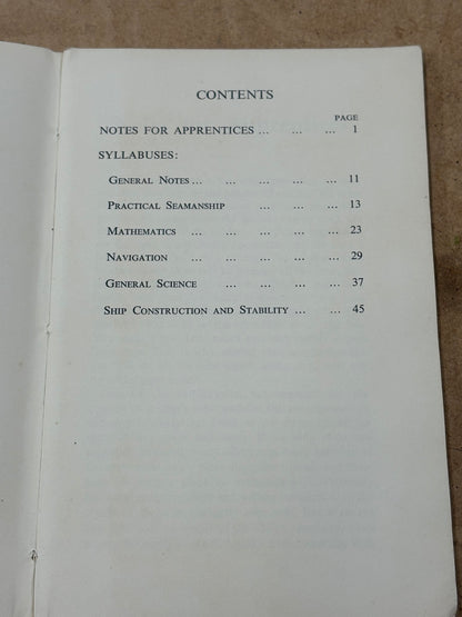 Apprentices' Handbook: Training to be an Officer (Revised Edition 1952) by Merchant Navy Training Board