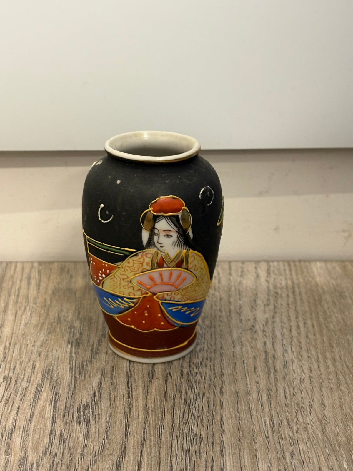 Vintage Miniature Japanese Satsuma-style Vase with Geisha