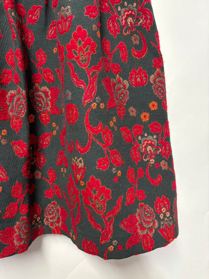 Department 5 Green and Red Floral Pleated Skirt Medium