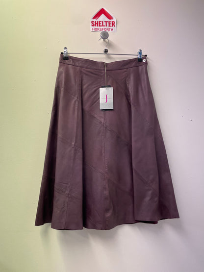 BNWT Jasper Conran Leather Lined A- Line Skirt Maroon Wine Size 14