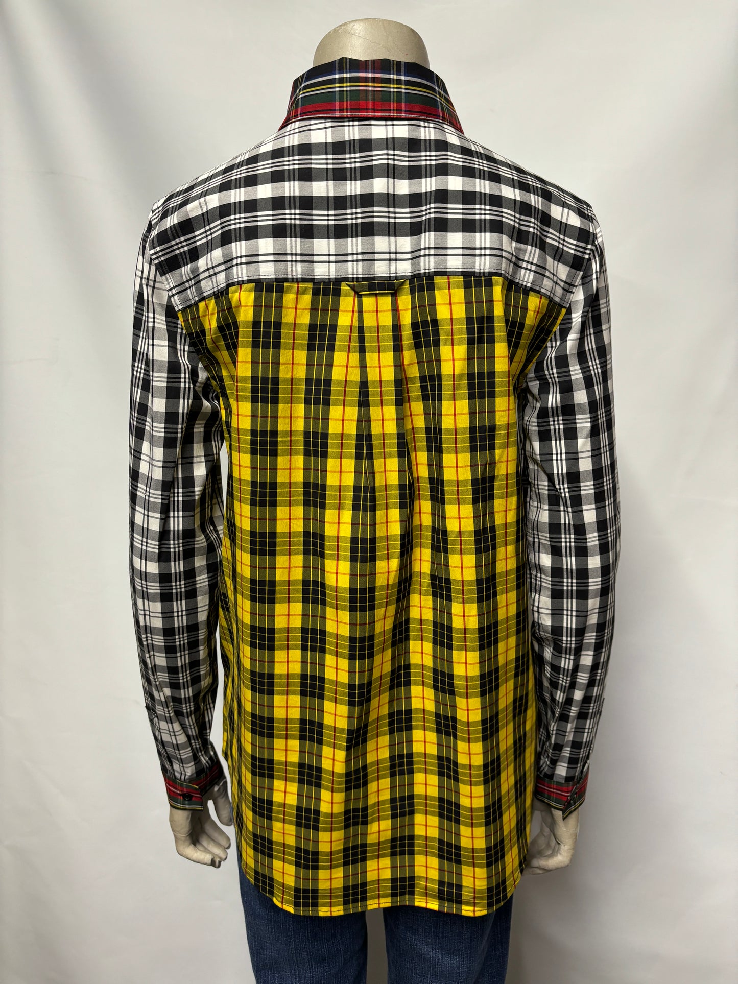 Fred Perry Yellow and Black Tartan Cotton Fitted Shirt 10