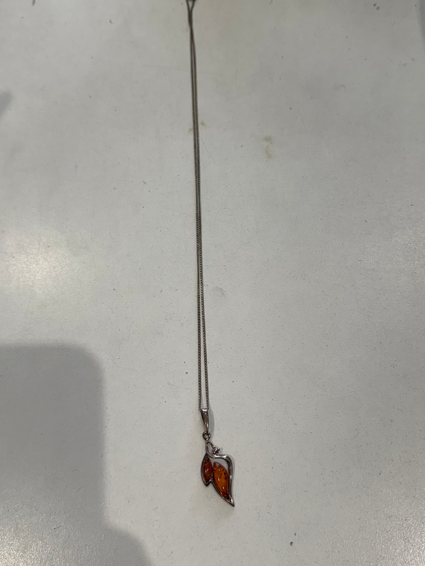 925 Silver Necklace With Amber Gemstone