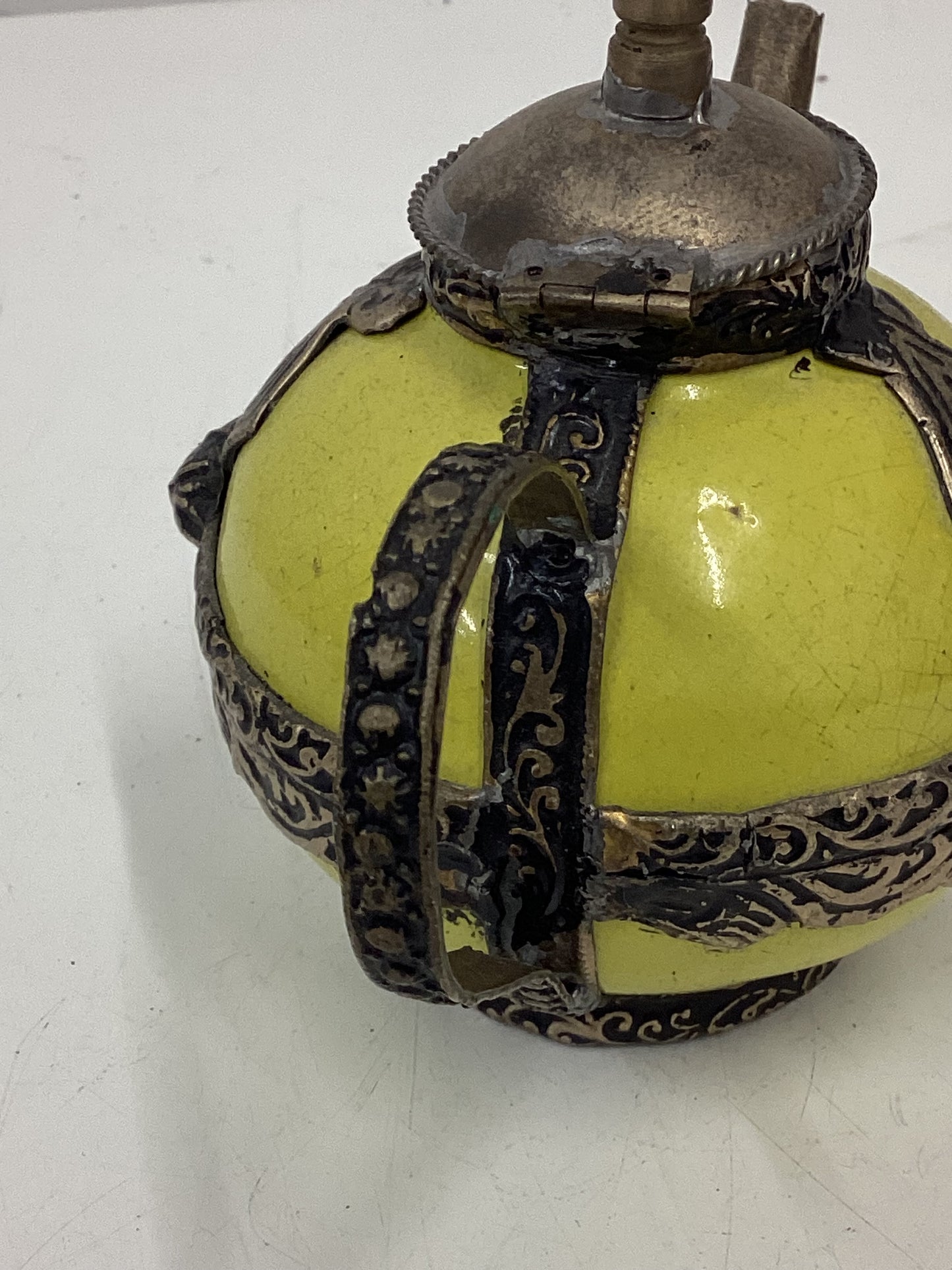 2 Small Decorative Ceramic & Metal Teapots