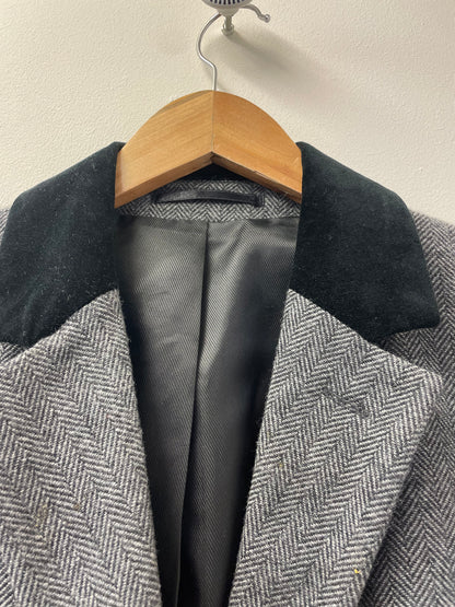 Wool&Cashmere Charcoal Long Over Coat Grey Size 40 Chest