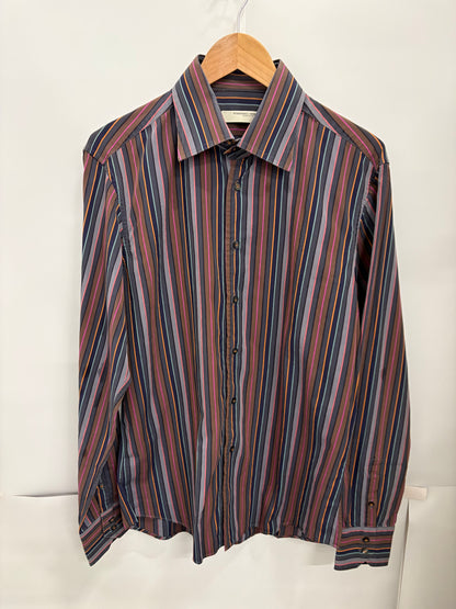 Poggianti 1958 Mens Brown/Purple Long Sleeve Dress Shirt Size L