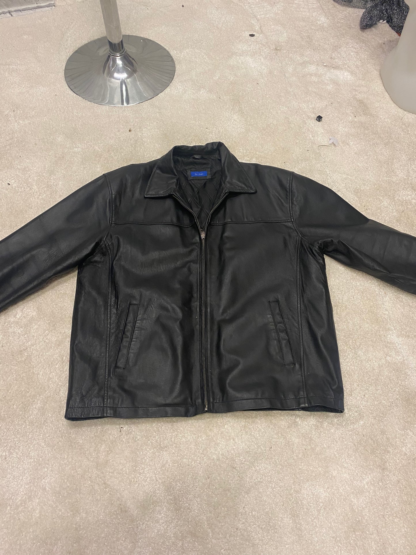 Men’s Black Leather Jacket XL