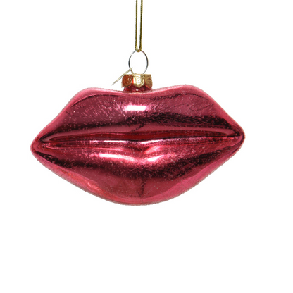 This image shows a lip hanging decorations. They are full lips in a fuschia shade.