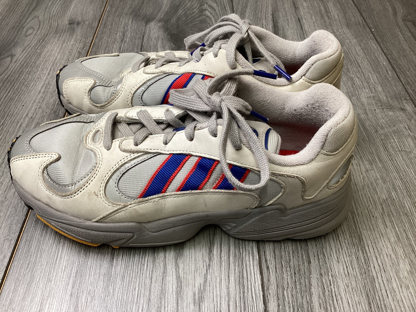 Adidas Yung 1 Grey Blue and Red Trainers UK7