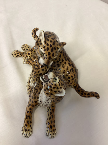Vintage Porcelain Leopard Figurine
