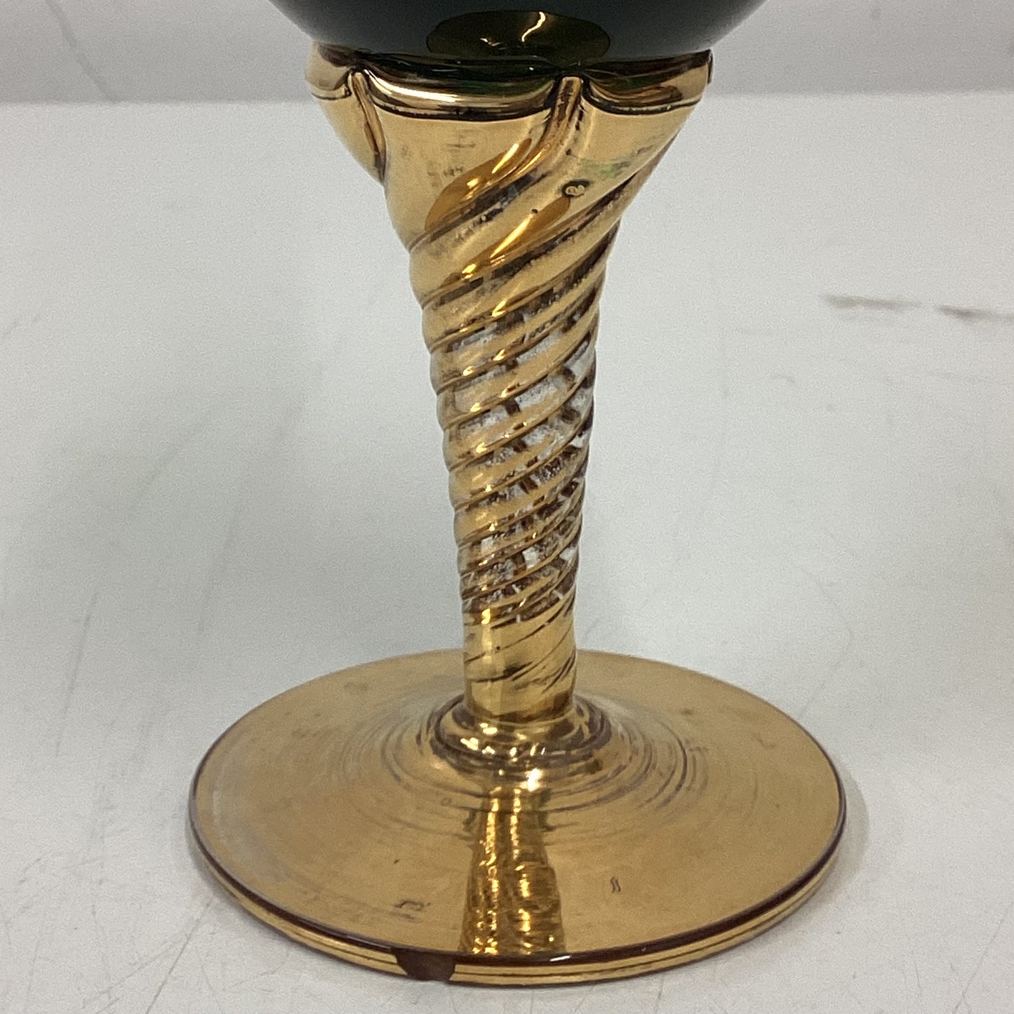 Gold Green Floral Murano Glass Bud Vase