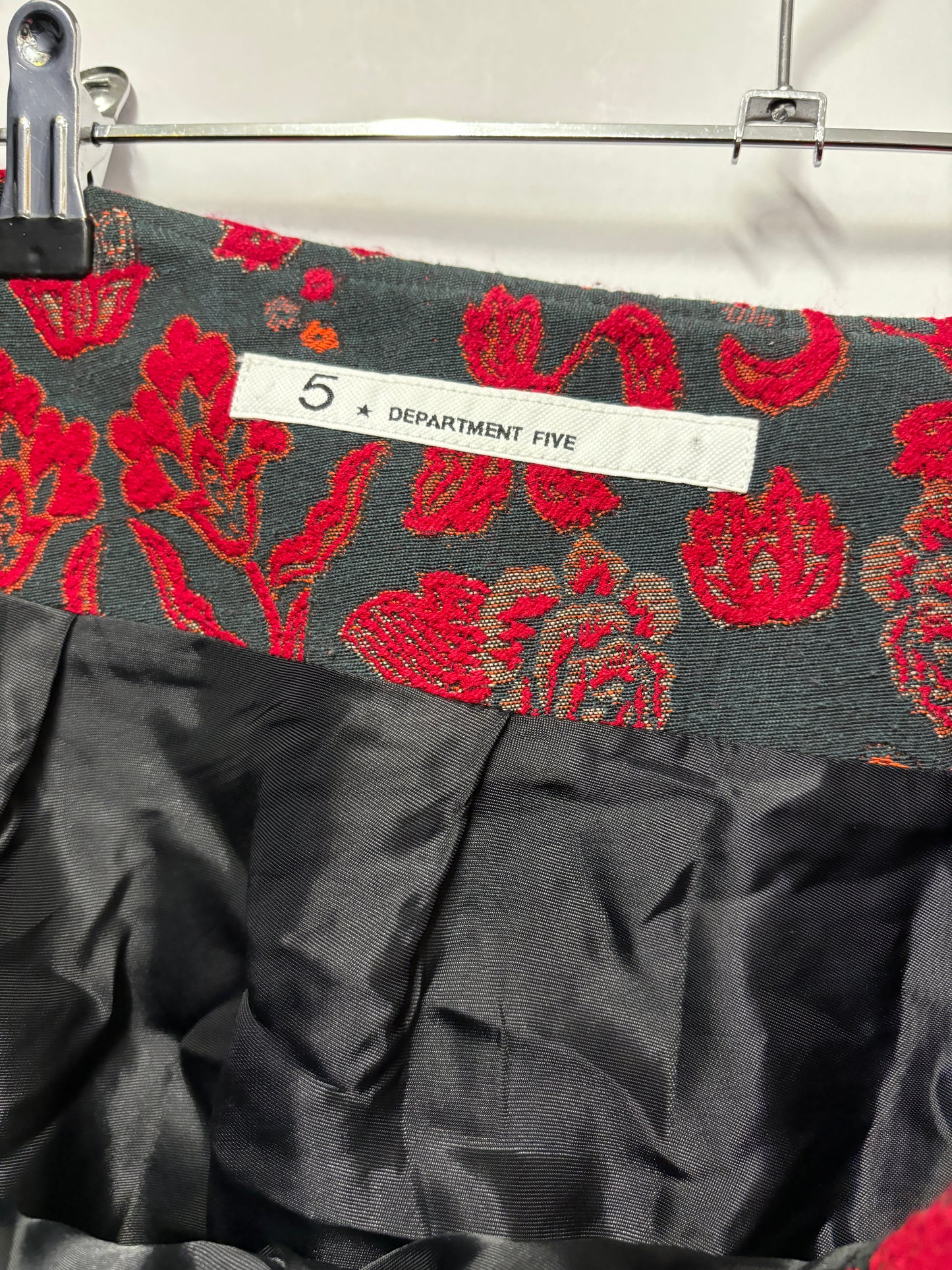 Department 5 Green and Red Floral Pleated Skirt Medium