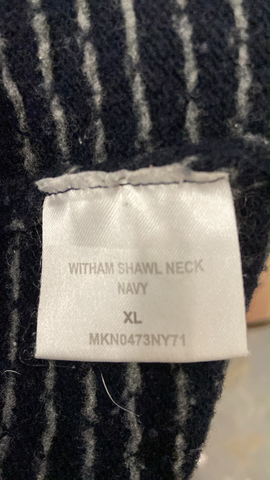 Barbour Mens Witham Shawl Neck Navy Lambswool Jumper Size XL