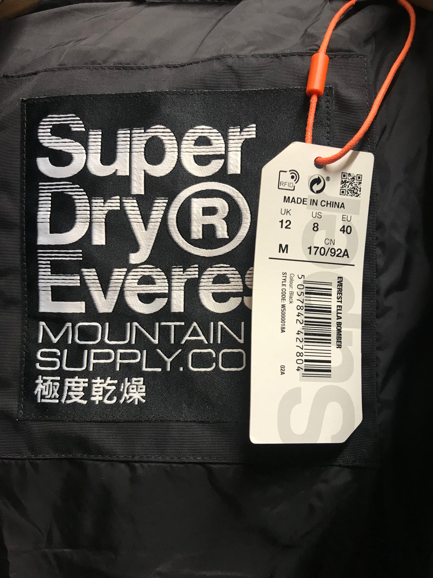 BNWT Superdry Size 12/Medium Black Everest Ella Bomber