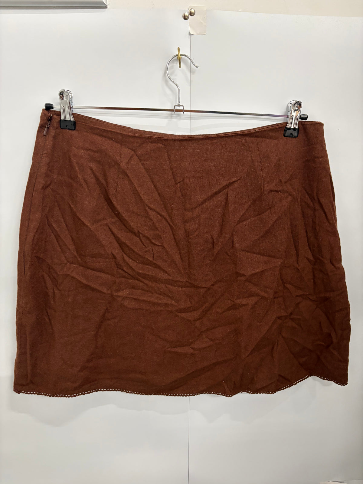 Nobody's Child Brown Linen-Blend High-Waist Mini Skirt Size 16 - BNWT