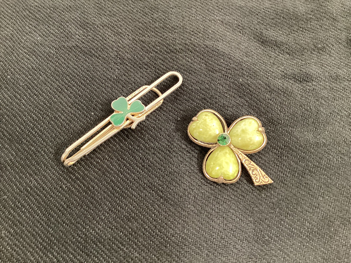 Vintage Shamrock Broach And Tie Pin