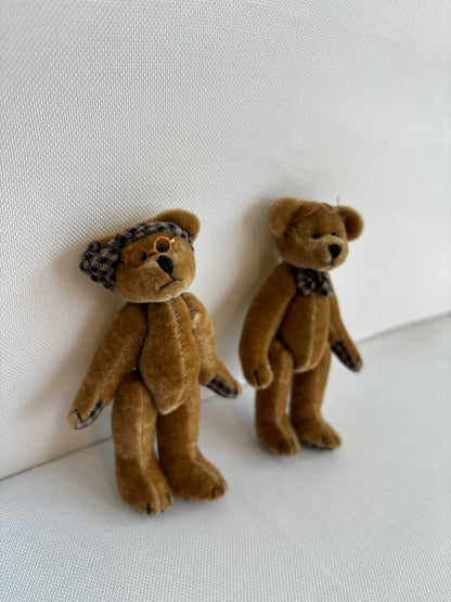 Boyd Hand Made Collectable 4 inch Jointed Teddy Bear Figures Light Brown (Pair - Mr and Mrs)