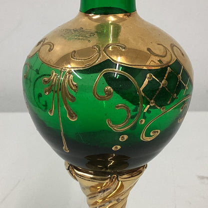 Gold Green Floral Murano Glass Bud Vase