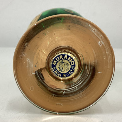 Gold Green Floral Murano Glass Bud Vase