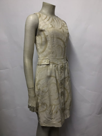 Valentino Roma Beige Paisley Linen Dress 40/8