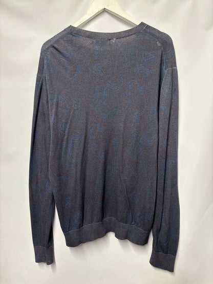 Etro Purple Paisley 100% Cotton Jumper Large