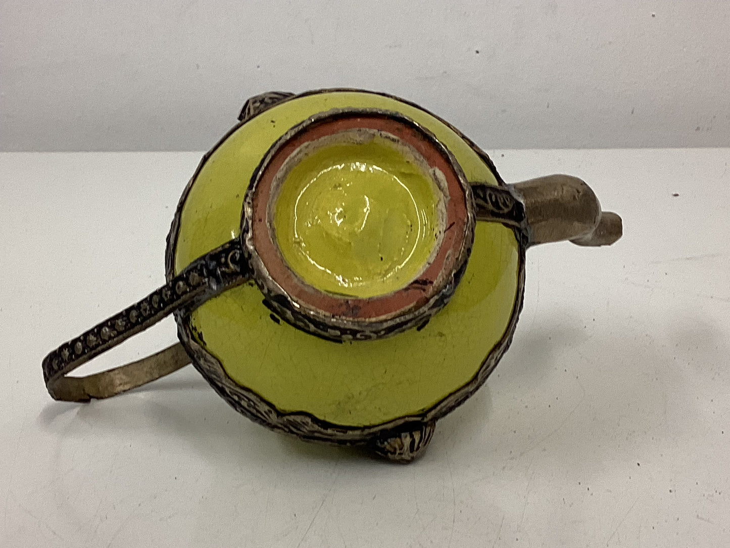 2 Small Decorative Ceramic & Metal Teapots