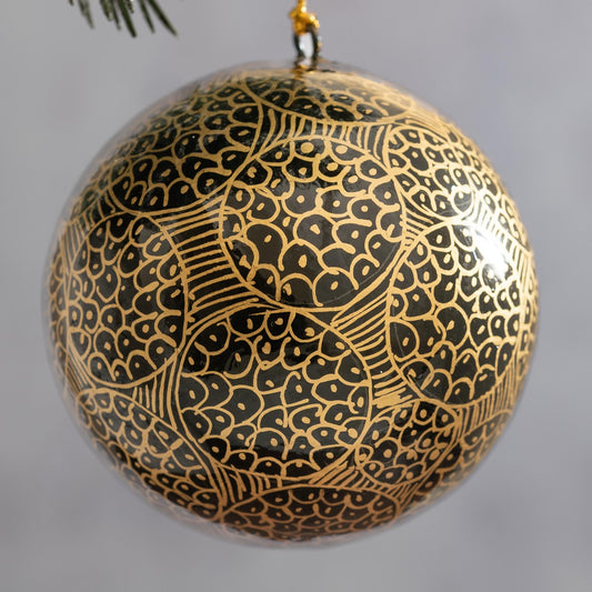 Handpainted Gold and Obsidian Bauble