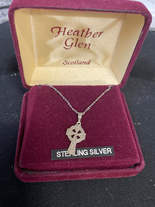 Heather Glen Scotland Silver 925 Celtic Cross In Box