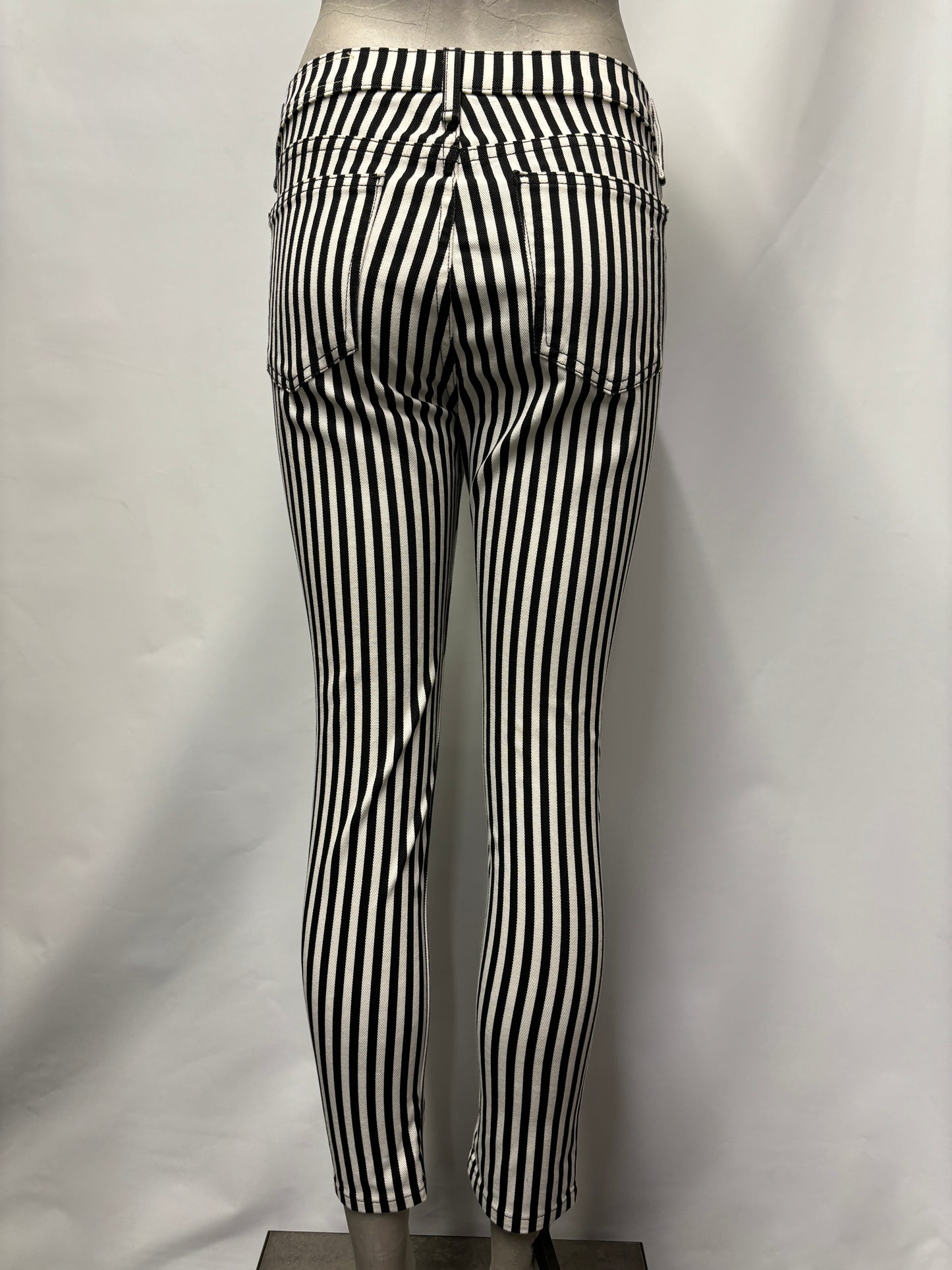 Rag and Bone Black and White Stripe Skinny Jeans 26