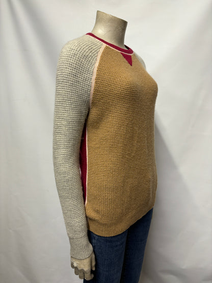 J Crew Brown, Grey, Pink Cashmere Jumper XS