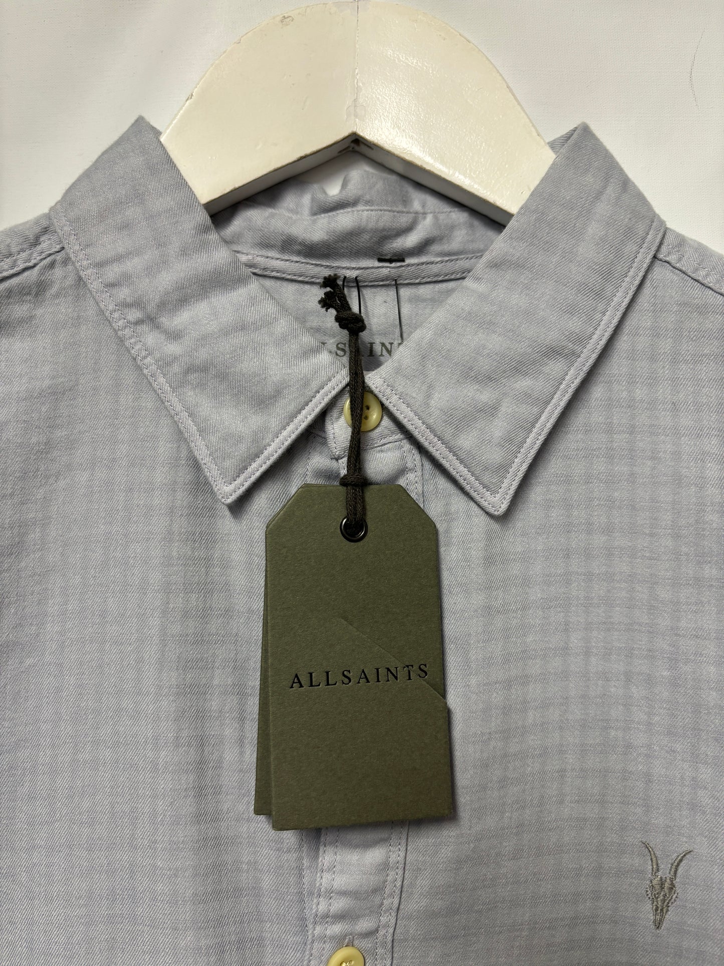 Allsaints Light Blue Sanborn Short Sleeve Shirt XS BNWT