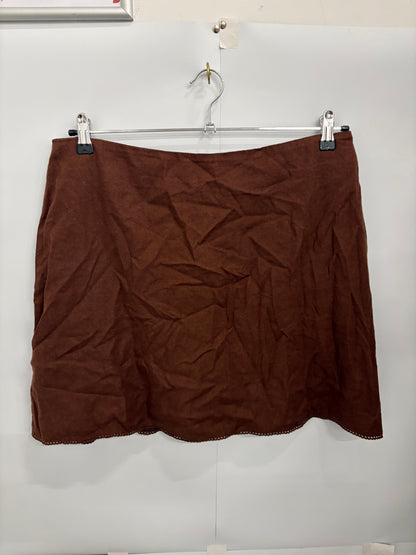 Nobody's Child Brown Linen-Blend High-Waist Mini Skirt Size 16 - BNWT